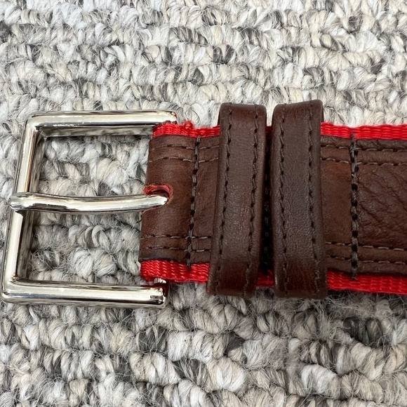 Fullum & Holt brown leather red webbing belt 34 - Picture 5 of 10